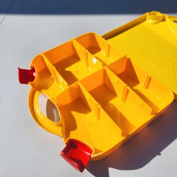 SET of 2 LEGO Yellow Plastic Carrying Carry Case Storage Box w Handle Dividers O - Picture 12 of 14